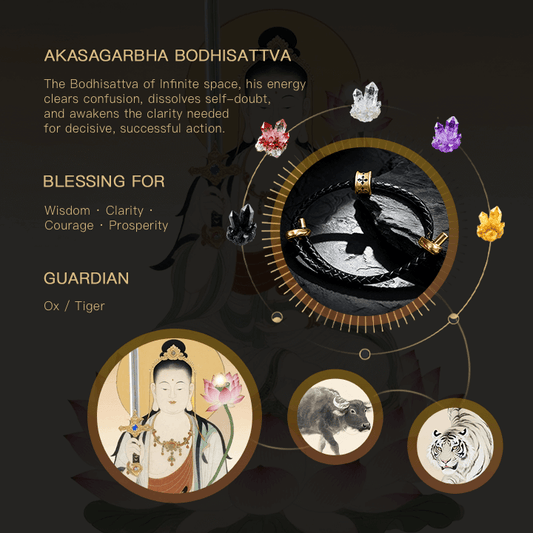 Gelang Akashagarbha Kekuatan Tak Terbatas Kulit Vintage