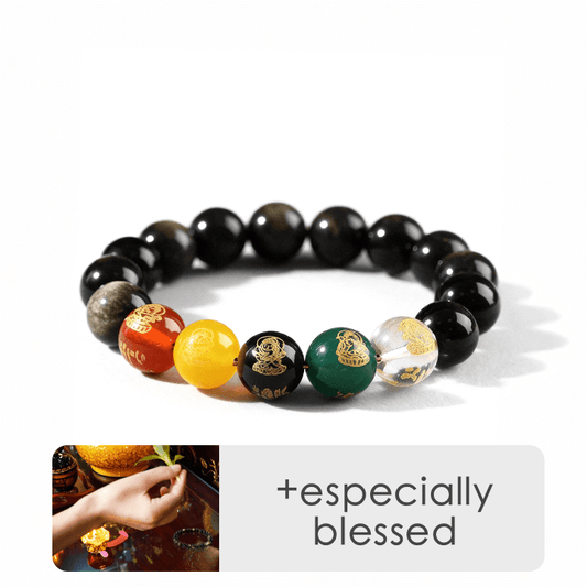 Five Wealth Gods Prosperity Bracelet – Black & Red Agate