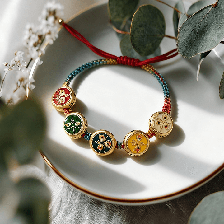 Gelang Keberuntungan Lima Jambhala Tenun Tibet