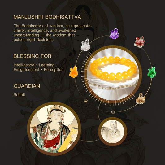 Gelang Manjushri Kebijaksanaan Bersinar & Pertumbuhan Akademik Akik Kuning