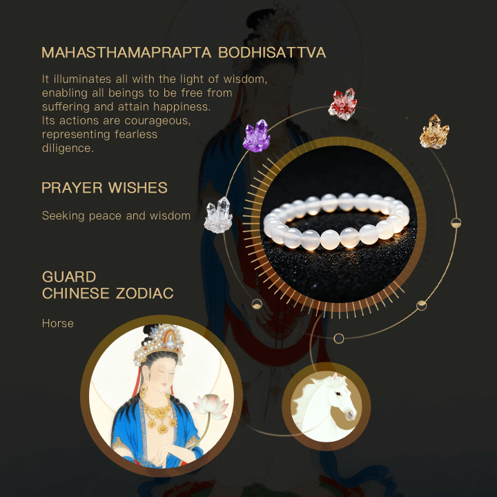 Gelang Mahasthamaprapta Kekuatan & Kejernihan Chalcedony Putih